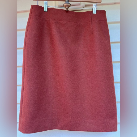 J.Crew cognac/brown 100% wool fully lined skirt, back vent, side zipper, 6 - Picture 1 of 7